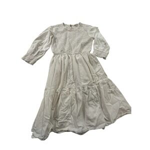 MPH Collection Dress Women's‎ Button 3/4 Sleeve Above Knee Size Medium Off White